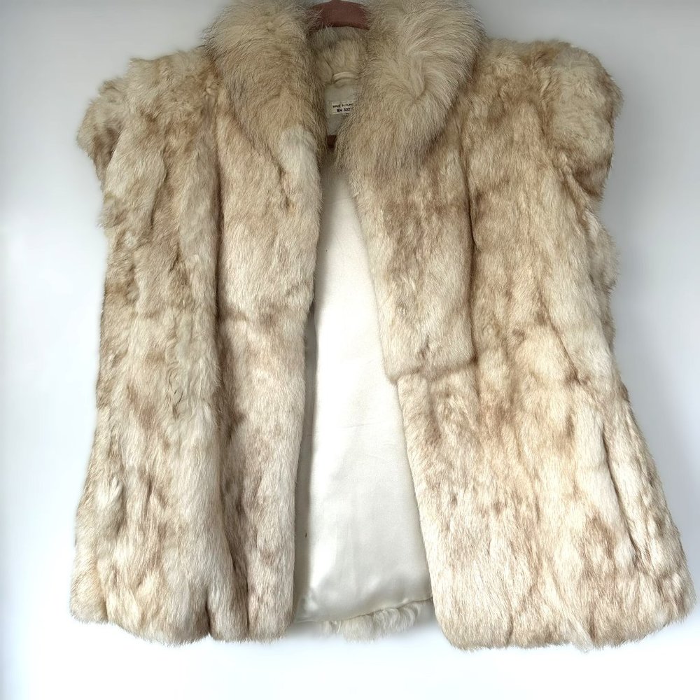 Authentic Vintage Tan Rabbit Fur Vest - Size S/M